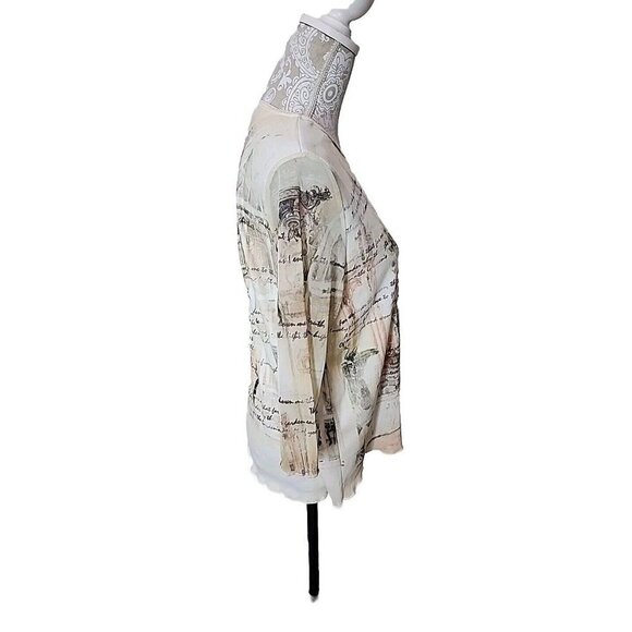 P Michael vintage Y2K 3/4 sheer leeves top W/beading Medium - Picture 5 of 7